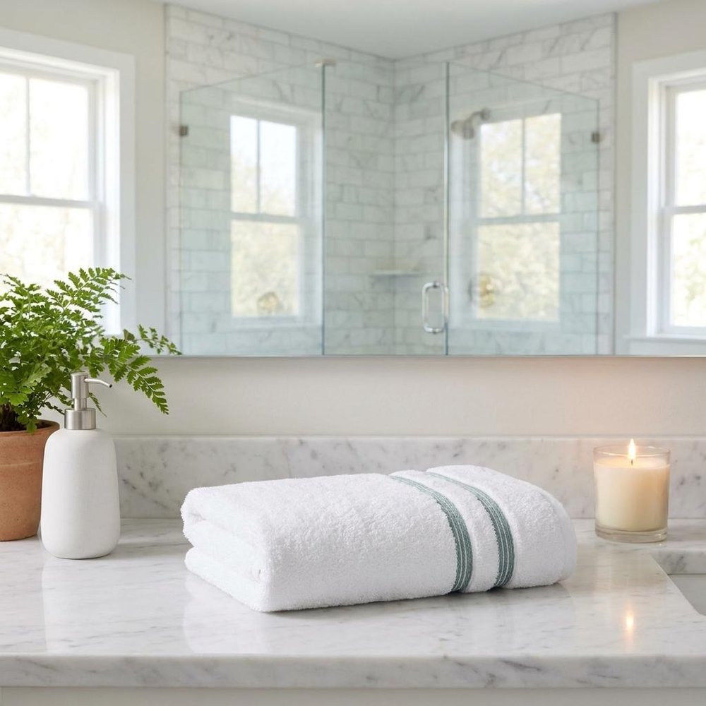 Set of Two White Turkish Cotton 16" X 30" Hand Towels