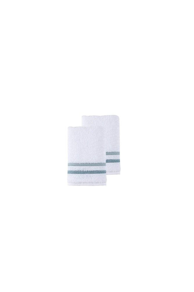 Set of Two White Turkish Cotton 16" X 30" Hand Towels