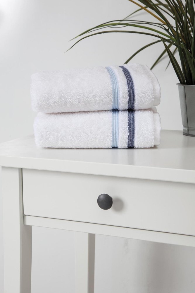 Set of Two White Turkish Cotton 16" X 30" Hand Towels