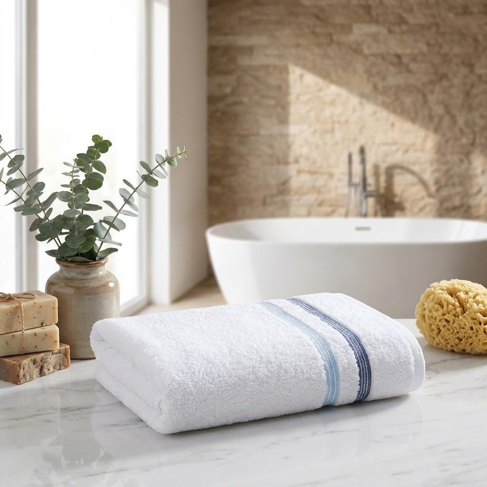 Set of Two White Turkish Cotton 16" X 30" Hand Towels