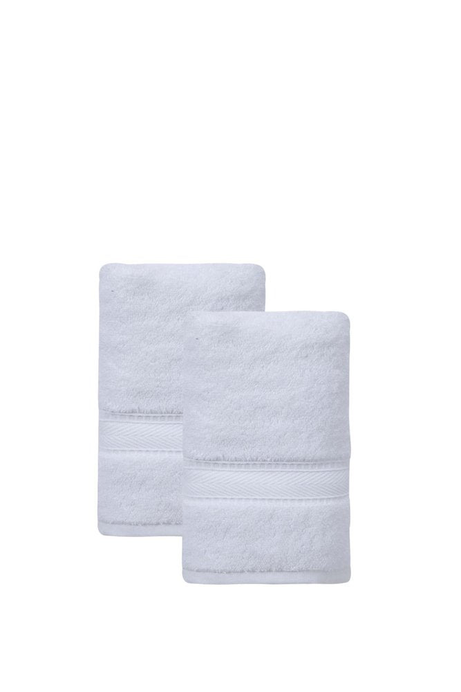 Set of Two White Turkish Cotton 16" X 30" Hand Towels