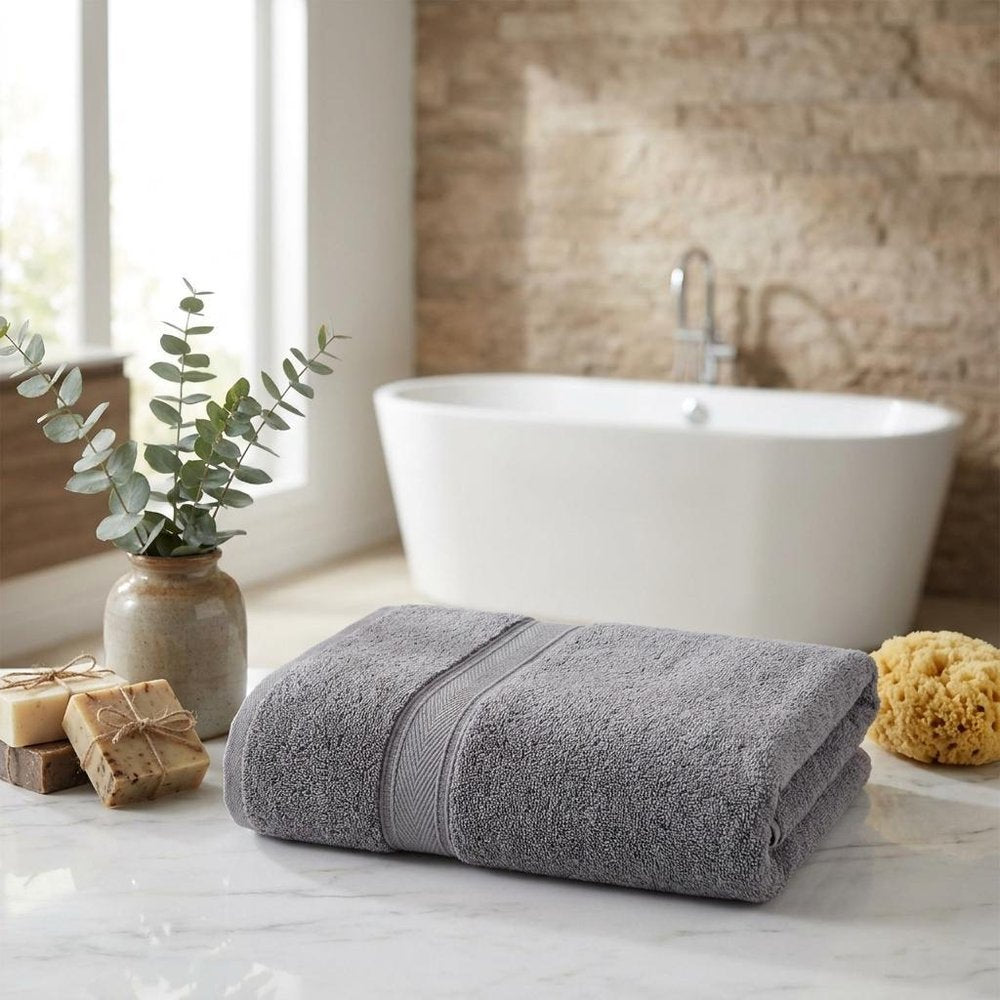 Set of Two White Turkish Cotton 40" X 60" Bath Sheet