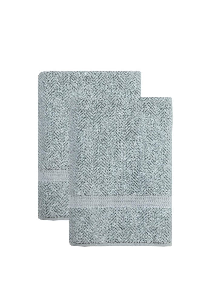 Set of Two White Chevron Turkish Cotton 40" X 70" Bath Sheet