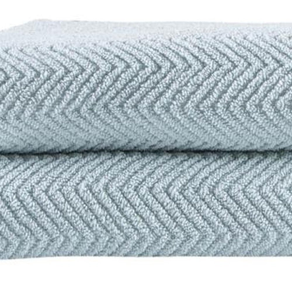 Set of Two White Chevron Turkish Cotton 40" X 70" Bath Sheet