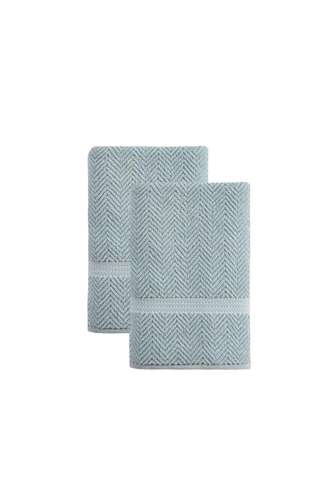 Set of Two White Chevron Turkish Cotton 27" X 54" Bath Towels