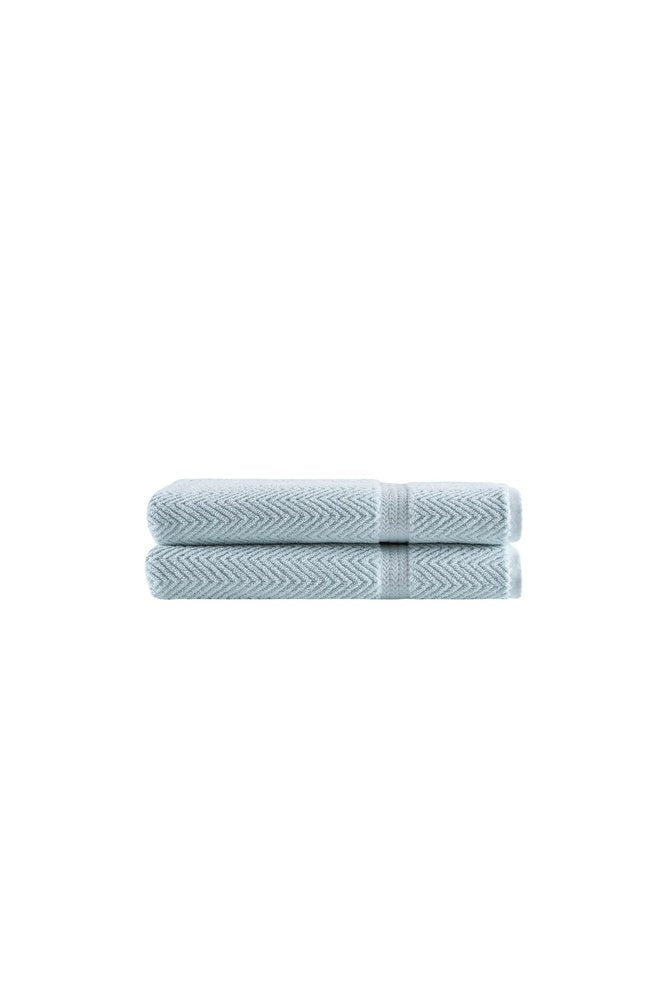 Set of Two White Chevron Turkish Cotton 27" X 54" Bath Towels