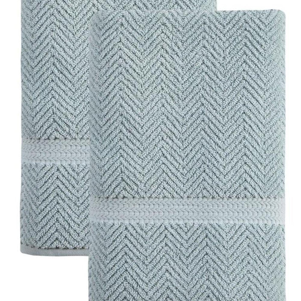 Set of Two White Chevron Turkish Cotton 27" X 54" Bath Towels