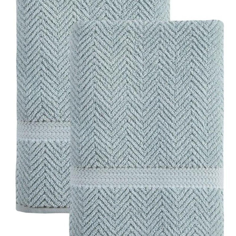 Set of Two White Chevron Turkish Cotton 27" X 54" Bath Towels