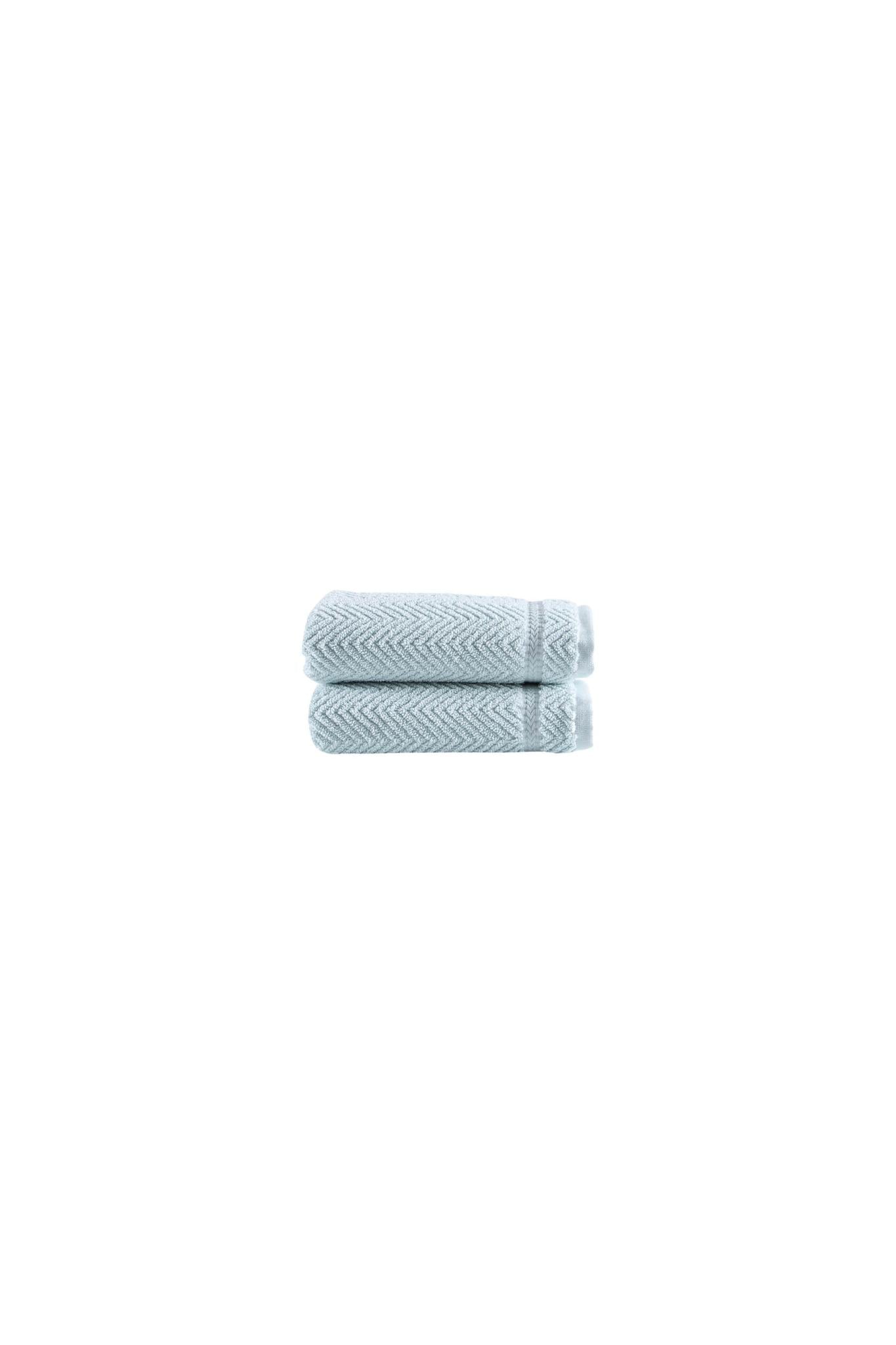Set of Two Aqua Chevron Turkish Cotton 16" X 30" Hand Towels