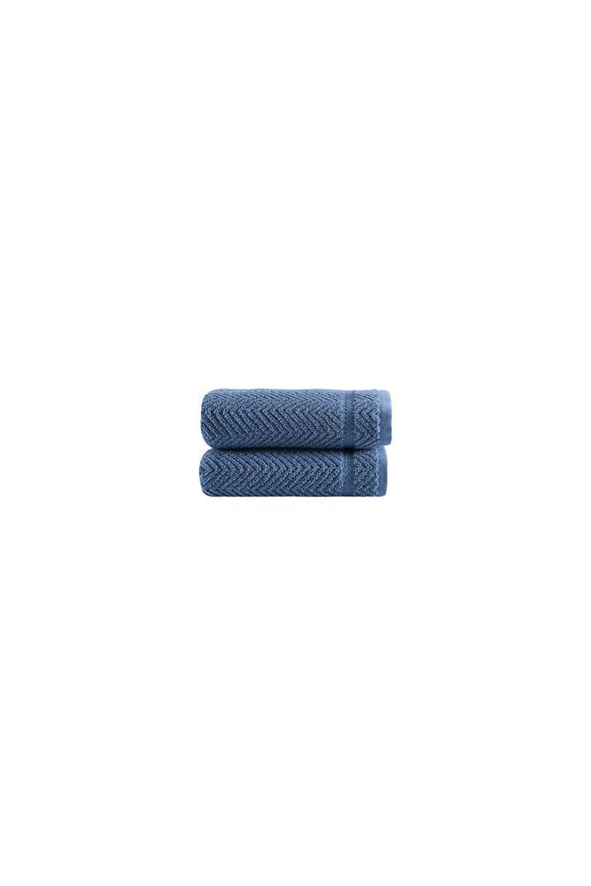 Set of Two White Chevron Turkish Cotton 16" X 30" Hand Towels