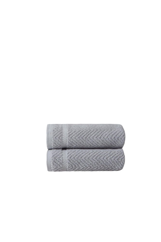 Set of Two White Chevron Turkish Cotton 16" X 30" Hand Towels