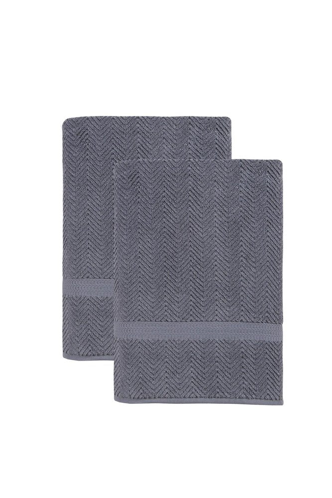 Set of Two White Chevron Turkish Cotton 40" X 70" Bath Sheet