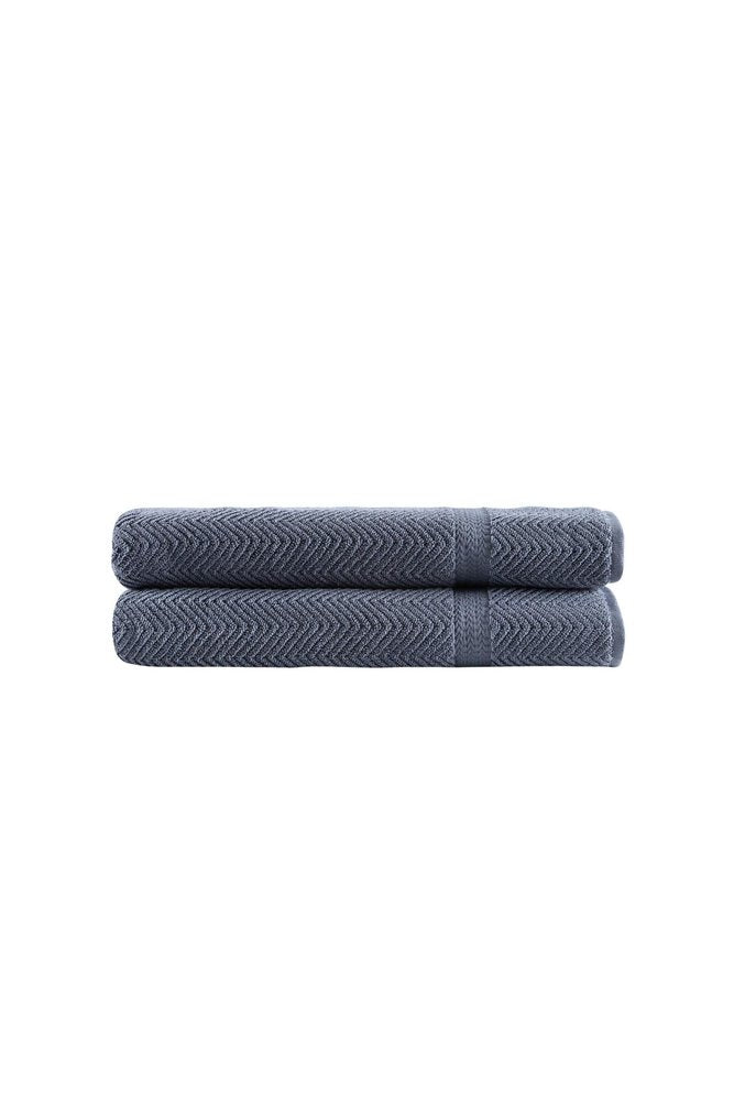 Set of Two White Chevron Turkish Cotton 40" X 70" Bath Sheet