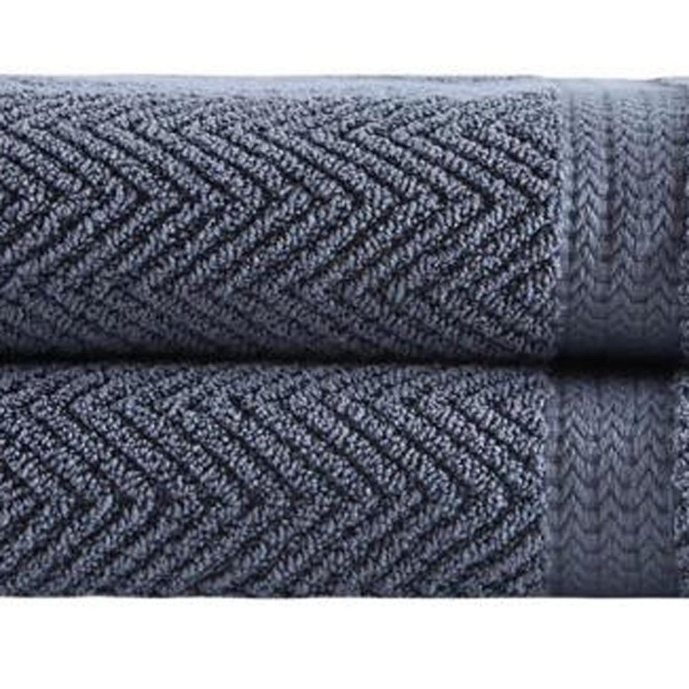 Set of Two White Chevron Turkish Cotton 27" X 54" Bath Towels