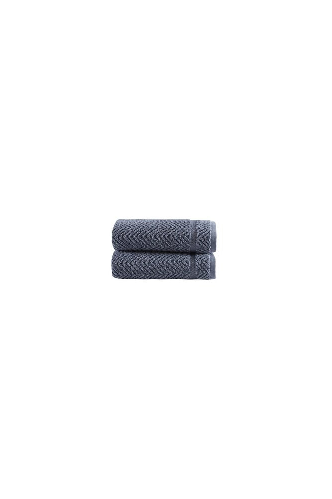 Set of Two White Chevron Turkish Cotton 16" X 30" Hand Towels
