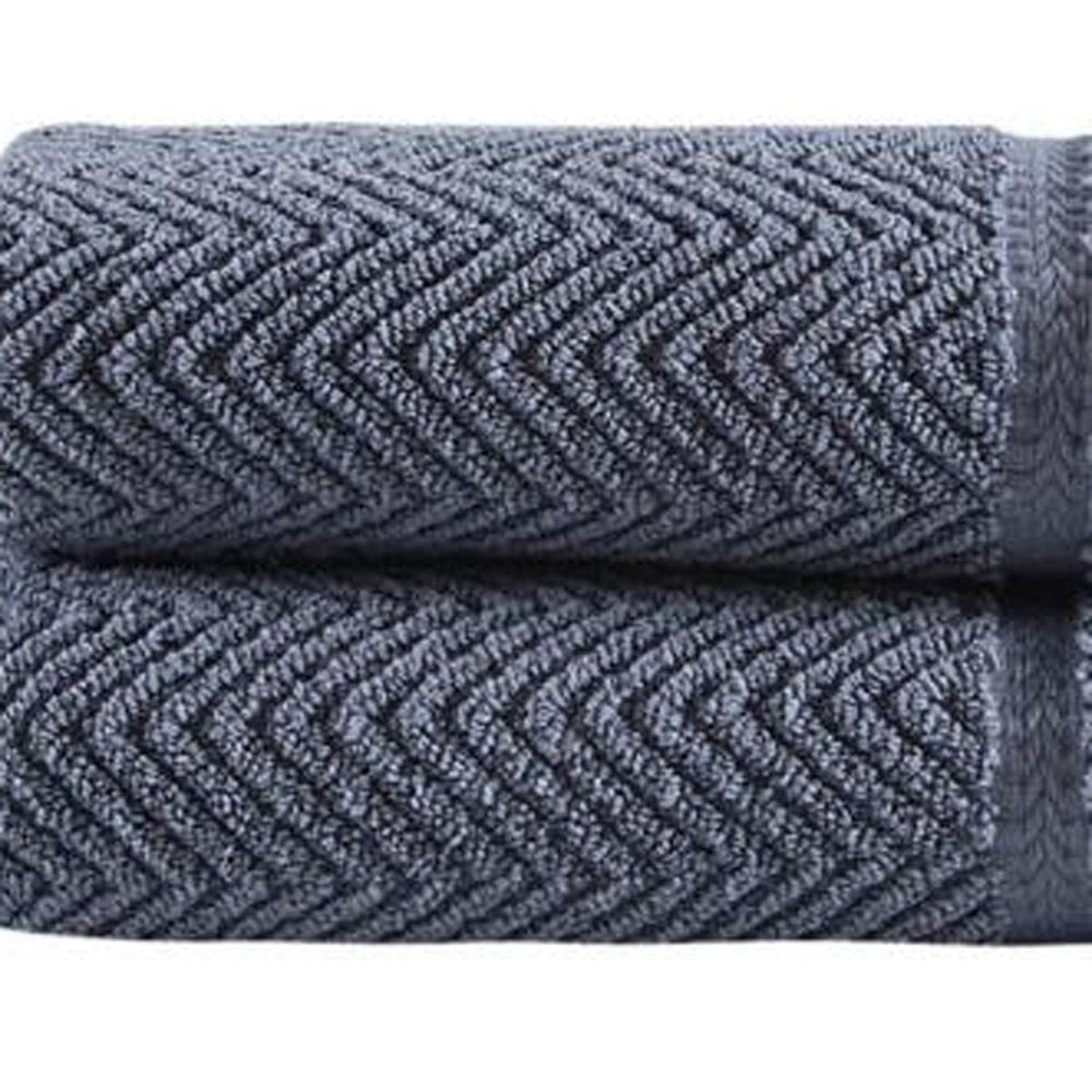 Set of Two White Chevron Turkish Cotton 16" X 30" Hand Towels