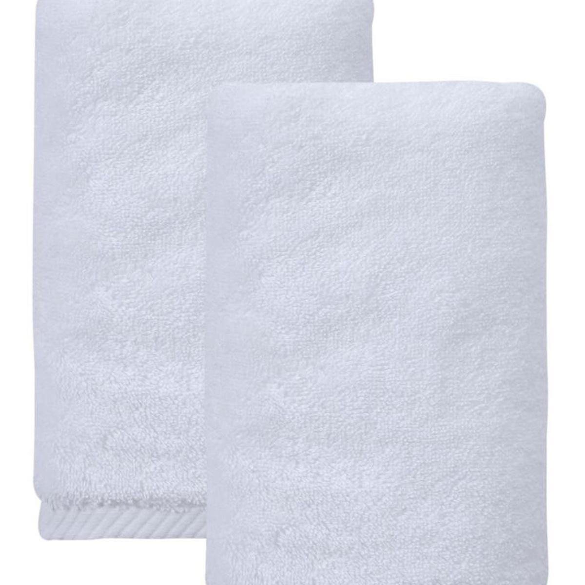 Set of Two White Turkish Cotton 16" X 30" Hand Towels