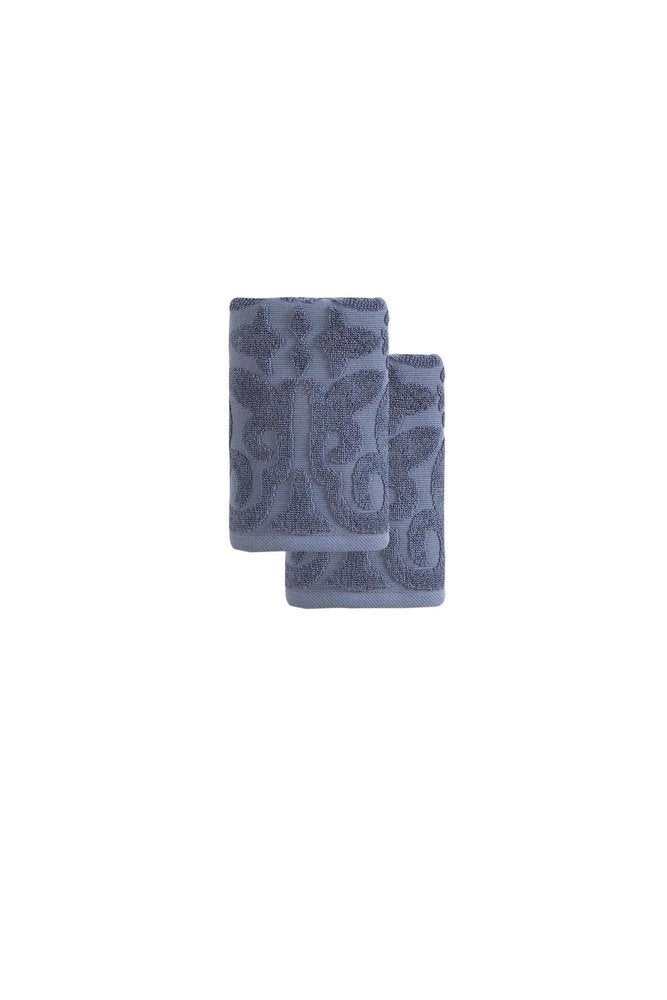 Set of Two Brown Floral Turkish Cotton 16" X 30" Hand Towels