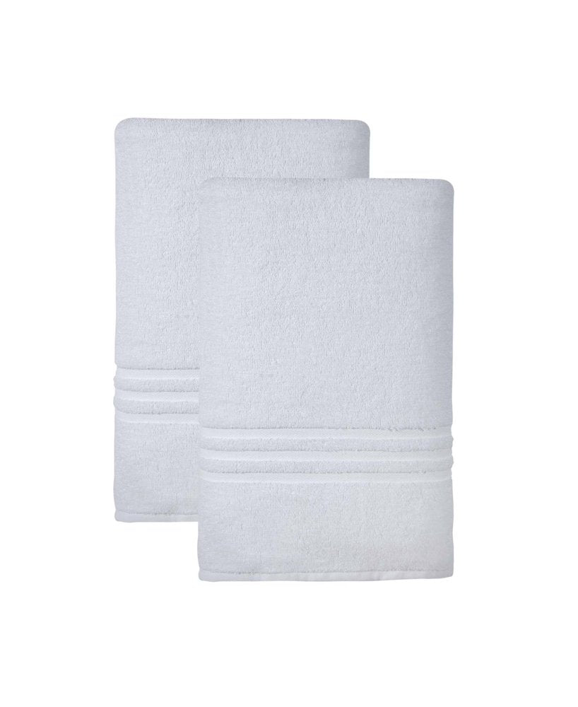 Set of Two White Turkish Cotton 35" X 66" Bath Sheet