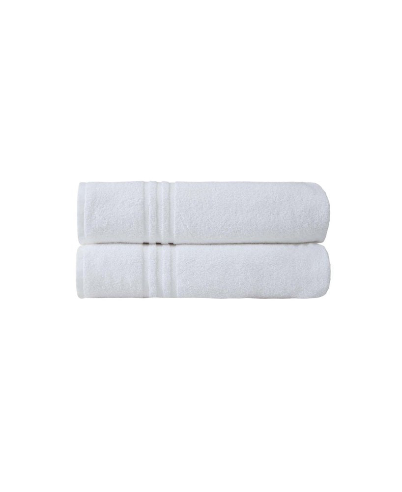 Set of Two White Turkish Cotton 35" X 66" Bath Sheet