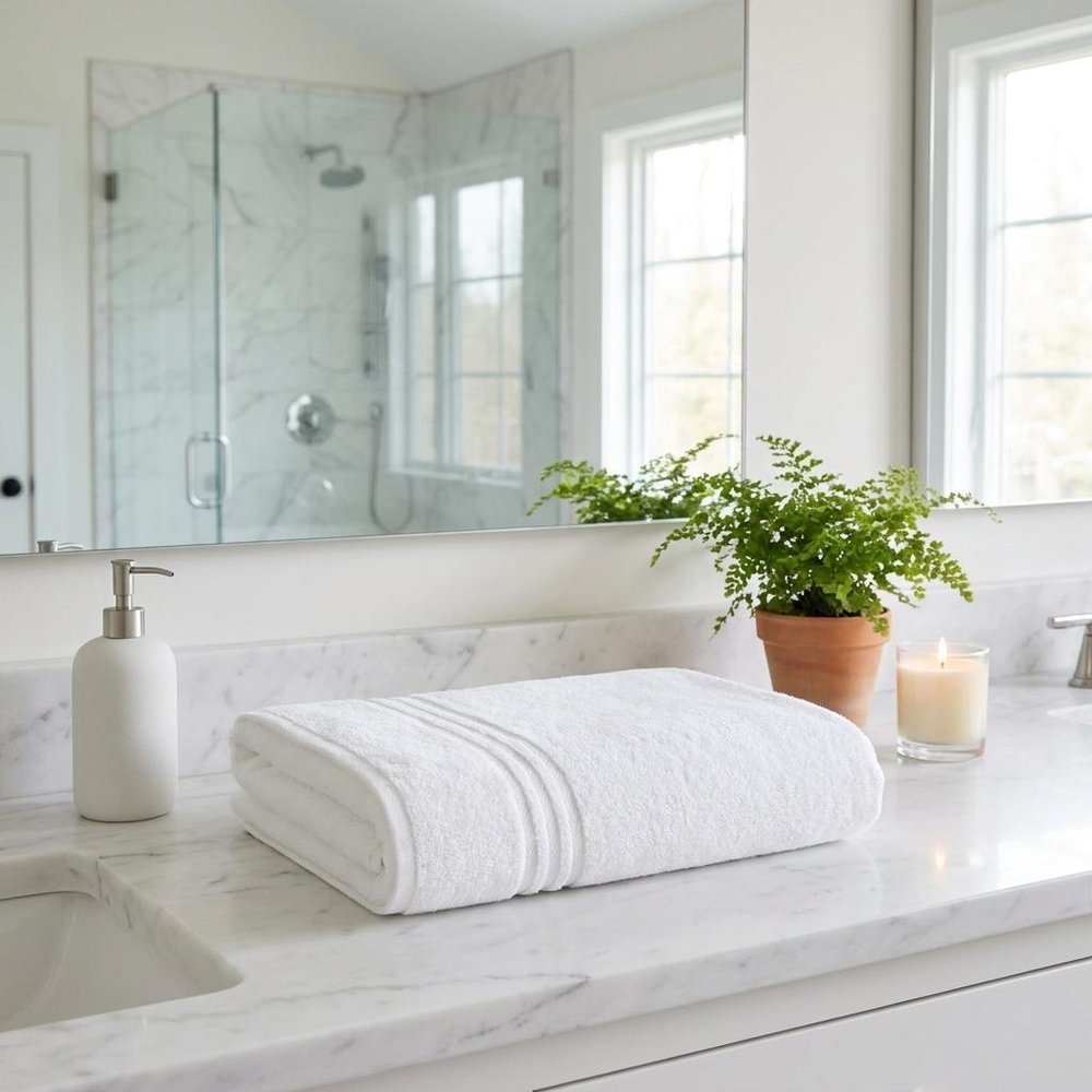 Set of Two White Turkish Cotton 35" X 66" Bath Sheet