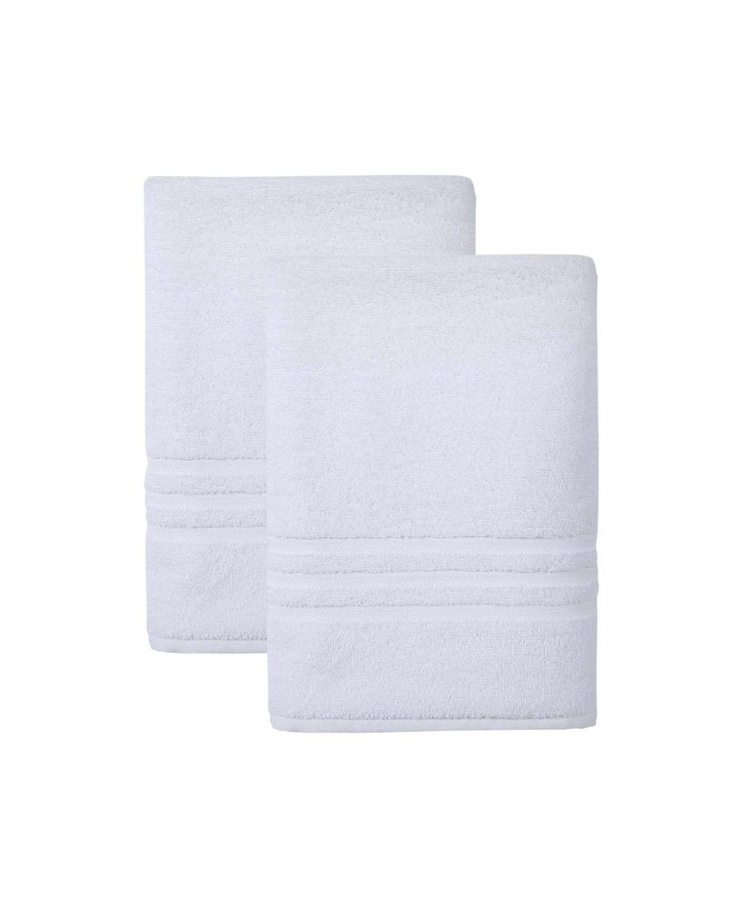 Set of Two White Turkish Cotton 27" X 54" Bath Towels