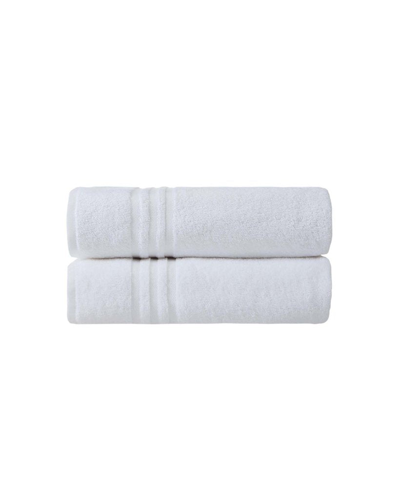 Set of Two White Turkish Cotton 27" X 54" Bath Towels