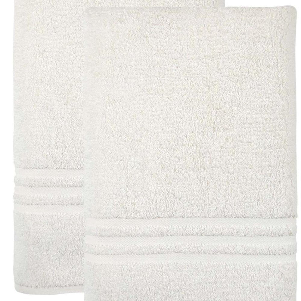 Set of Two White Turkish Cotton 35" X 66" Bath Sheet