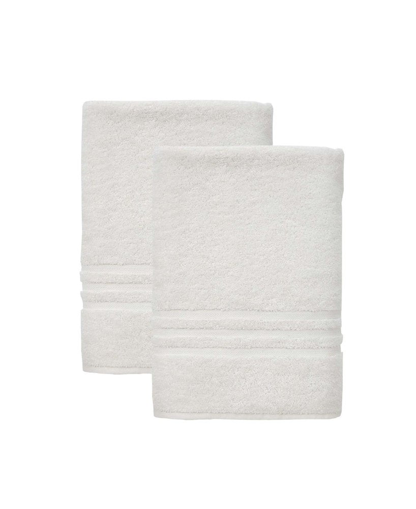 Set of Two White Turkish Cotton 27" X 54" Bath Towels