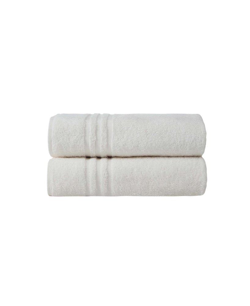 Set of Two White Turkish Cotton 27" X 54" Bath Towels