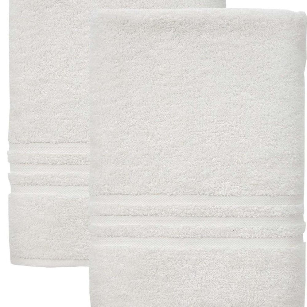 Set of Two White Turkish Cotton 27" X 54" Bath Towels