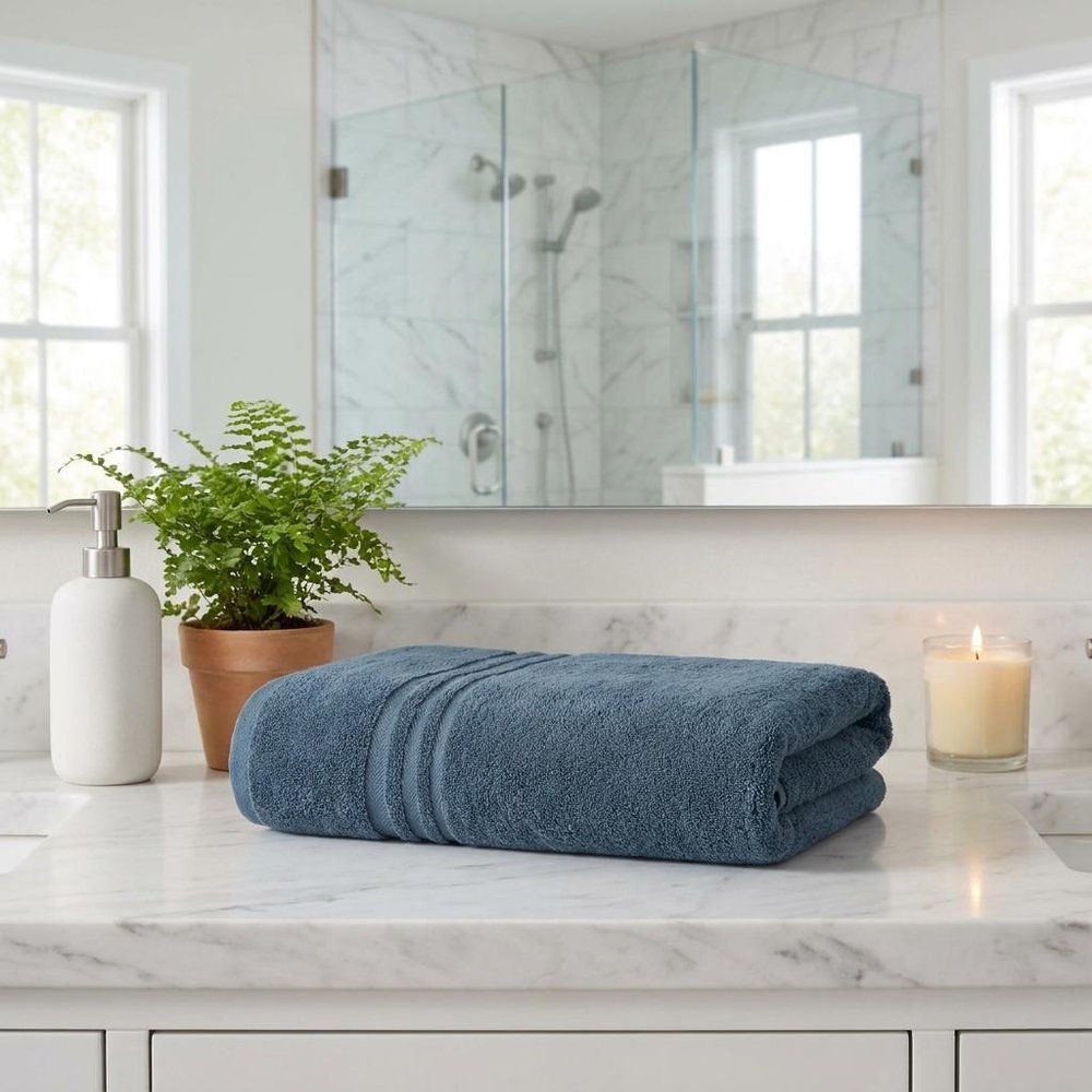 Set of Two White Turkish Cotton 35" X 66" Bath Sheet