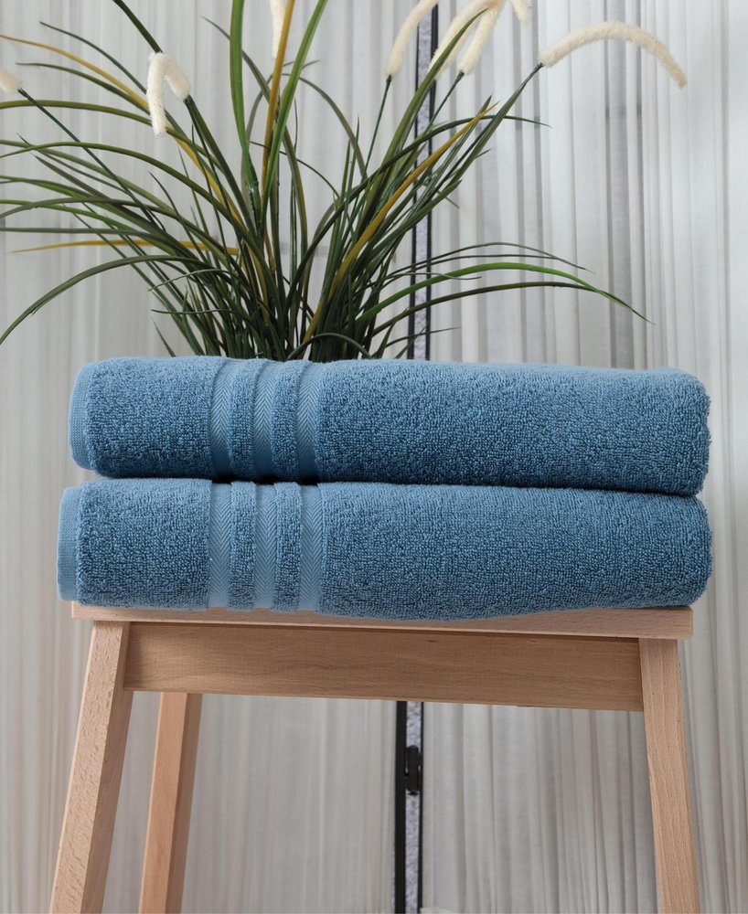 Set of Two White Turkish Cotton 27" X 54" Bath Towels