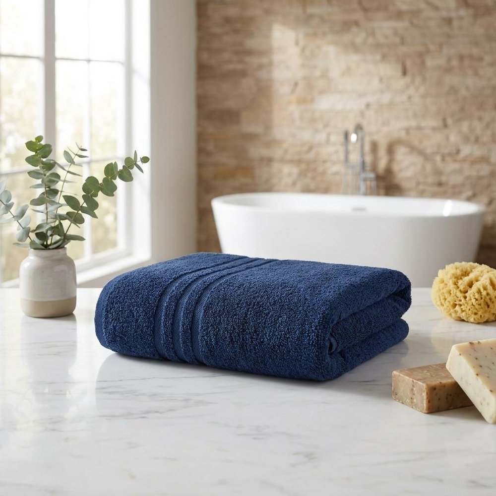 Set of Two White Turkish Cotton 27" X 54" Bath Towels