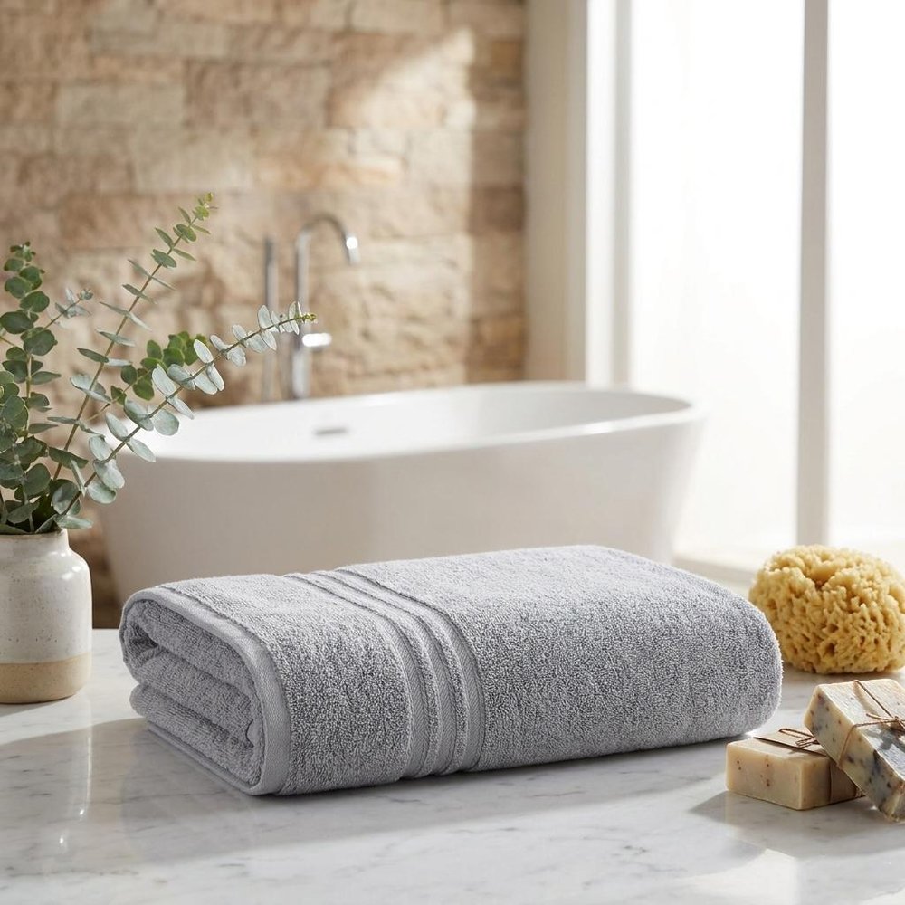 Set of Two White Turkish Cotton 35" X 66" Bath Sheet