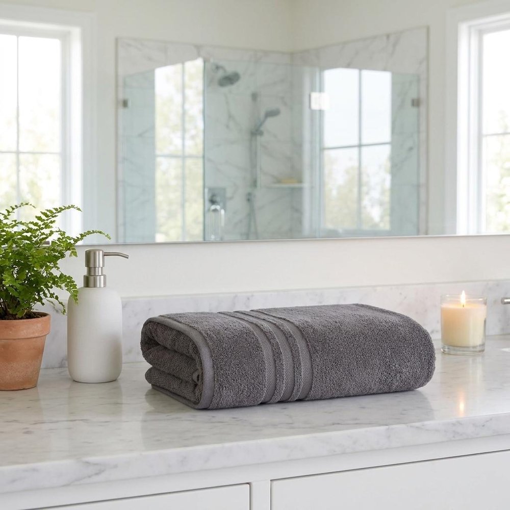 Set of Two White Turkish Cotton 35" X 66" Bath Sheet