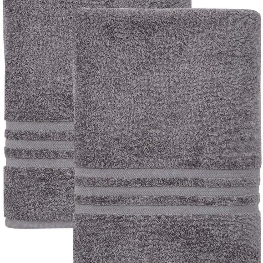 Set of Two White Turkish Cotton 27" X 54" Bath Towels