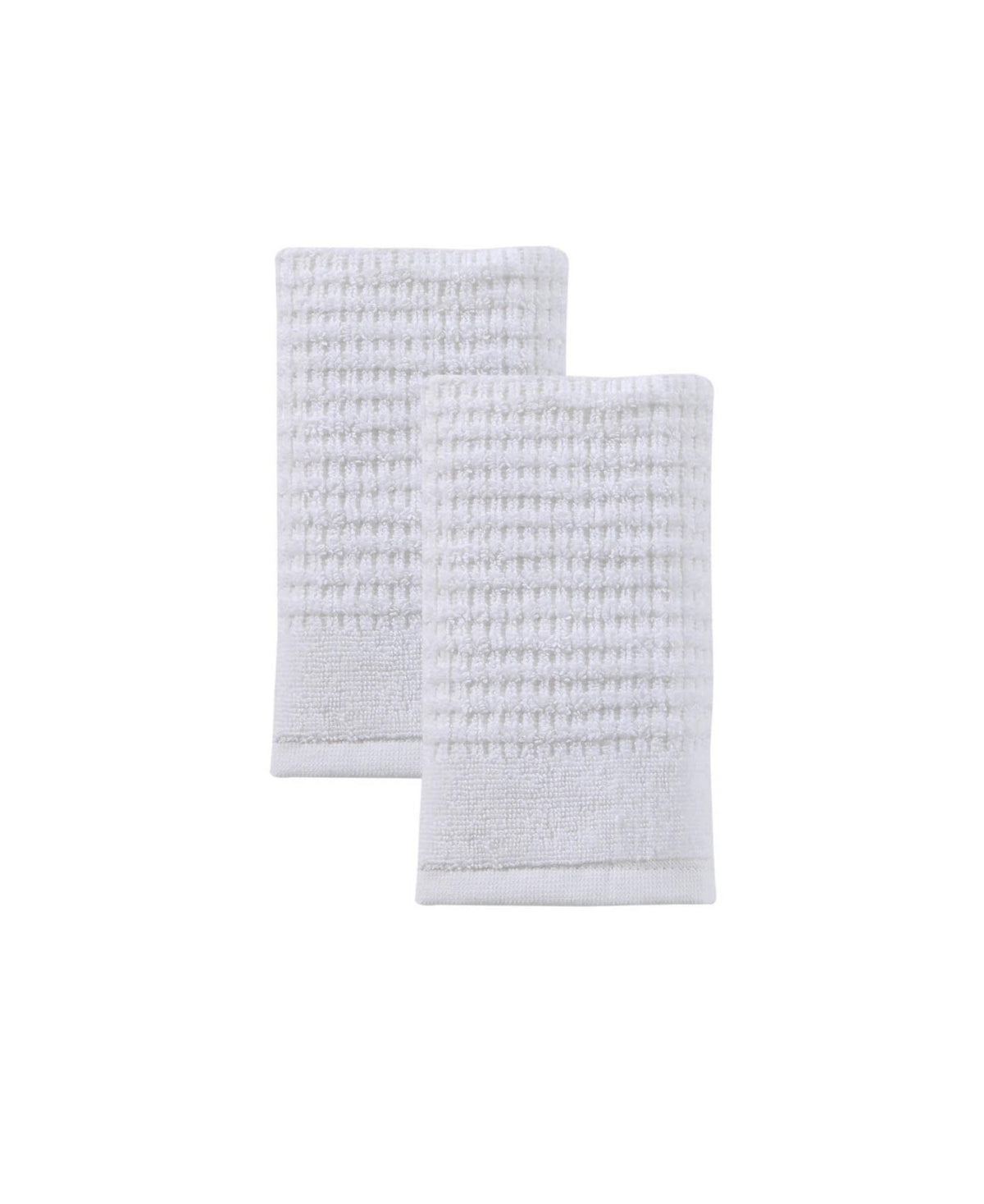 Set of Two White Polka Dots Turkish Cotton 16" X 30" Hand Towels