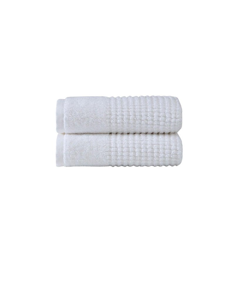 Set of Two White Polka Dots Turkish Cotton 16" X 30" Hand Towels