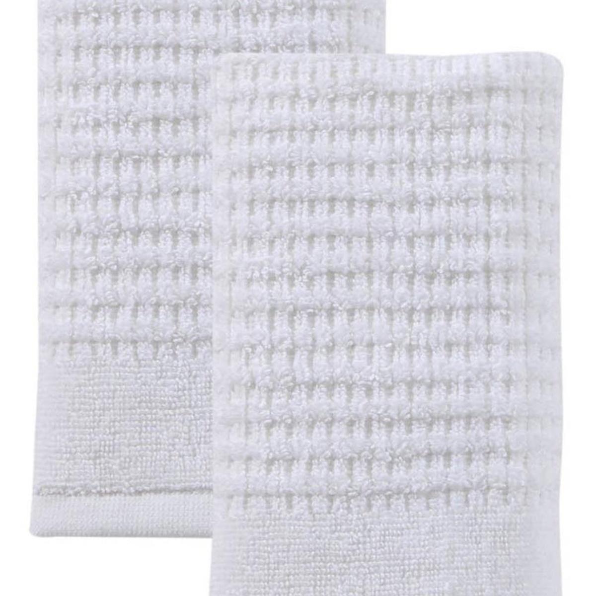Set of Two White Polka Dots Turkish Cotton 16" X 30" Hand Towels