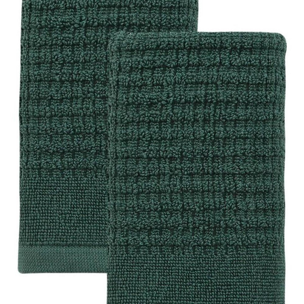 Set of Two White Polka Dots Turkish Cotton 16" X 30" Hand Towels