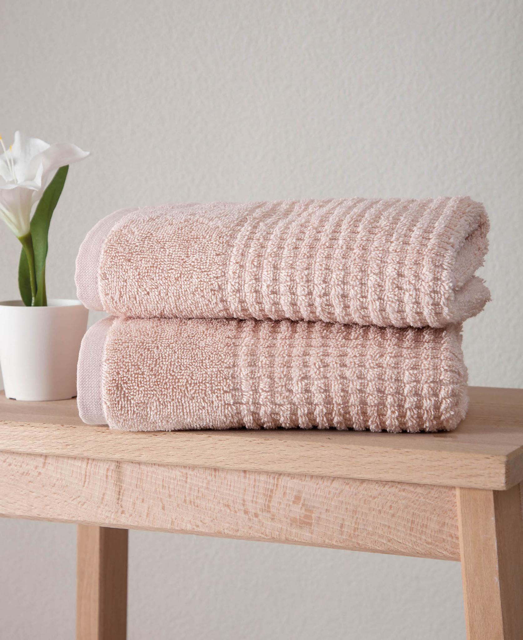 Set of Two Pink Polka Dots Turkish Cotton 16" X 30" Hand Towels