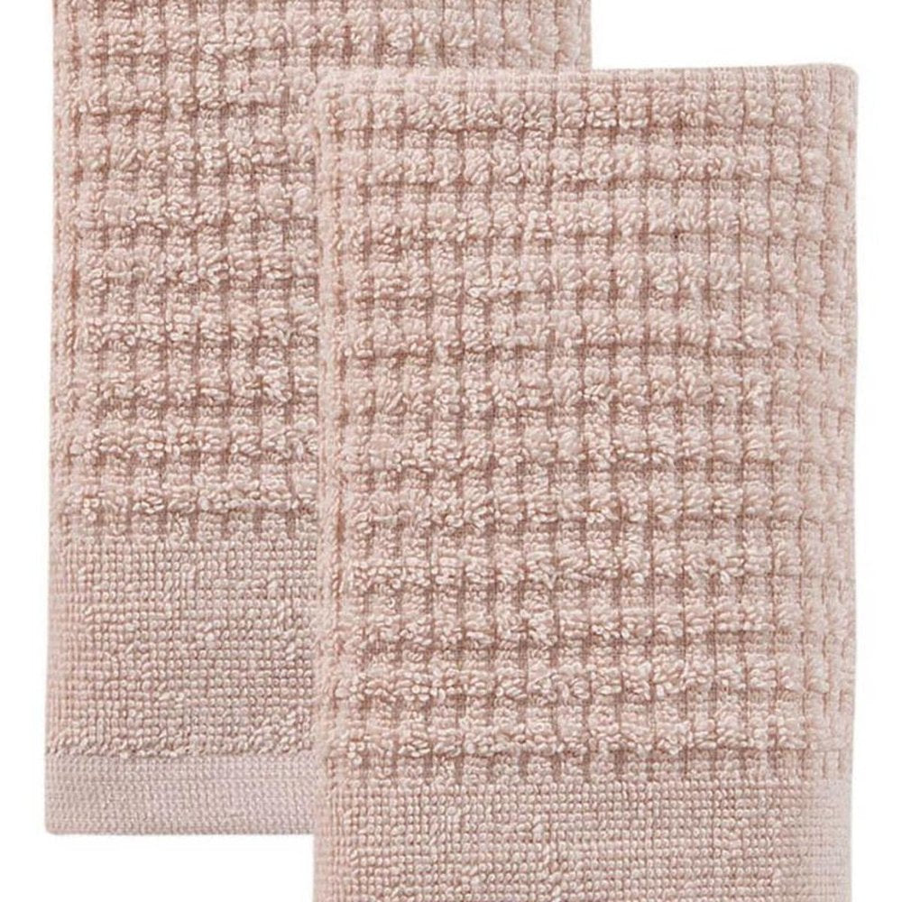 Set of Two White Polka Dots Turkish Cotton 16" X 30" Hand Towels