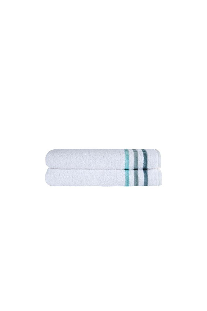 Set of Two White Turkish Cotton 27" X 54" Bath Towels