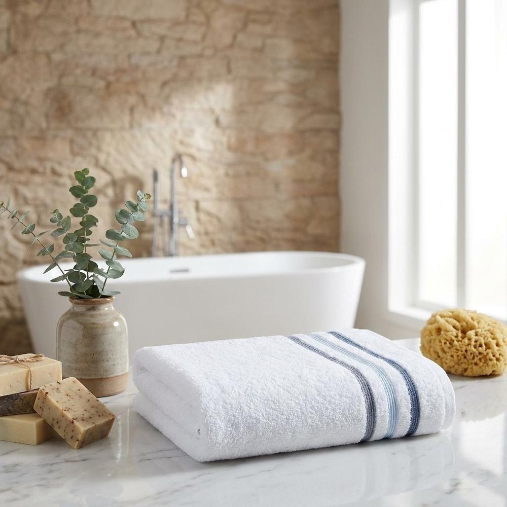 Set of Two White Turkish Cotton 27" X 54" Bath Towels