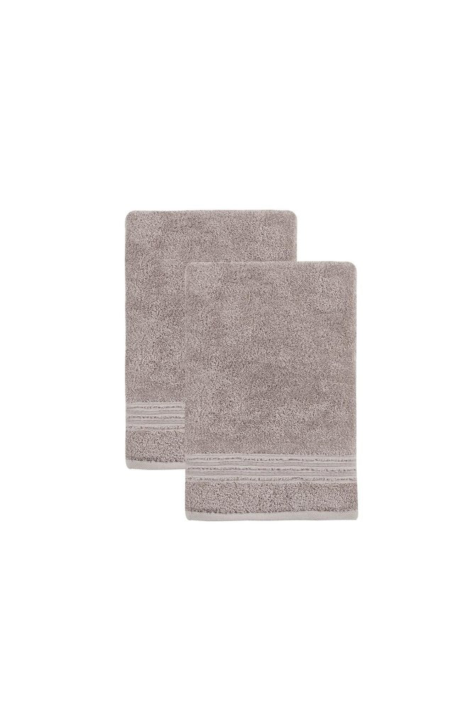Set of Two Light Brown Turkish Cotton 27" X 54" Bath Towels