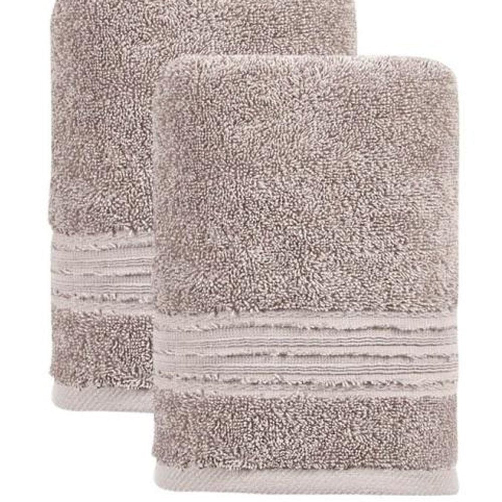 Set of Two Light Brown Turkish Cotton 16" X 30" Hand Towels