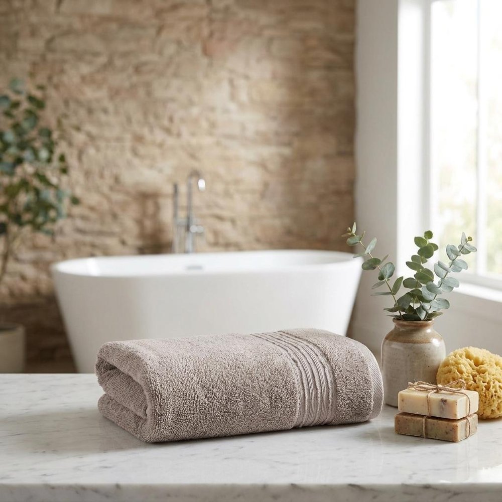 Set of Two Light Brown Turkish Cotton 16" X 30" Hand Towels