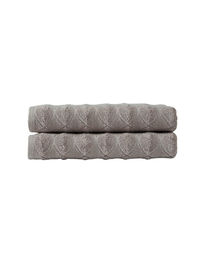 Set of Two White Geometric Turkish Cotton 27" X 54" Bath Towels