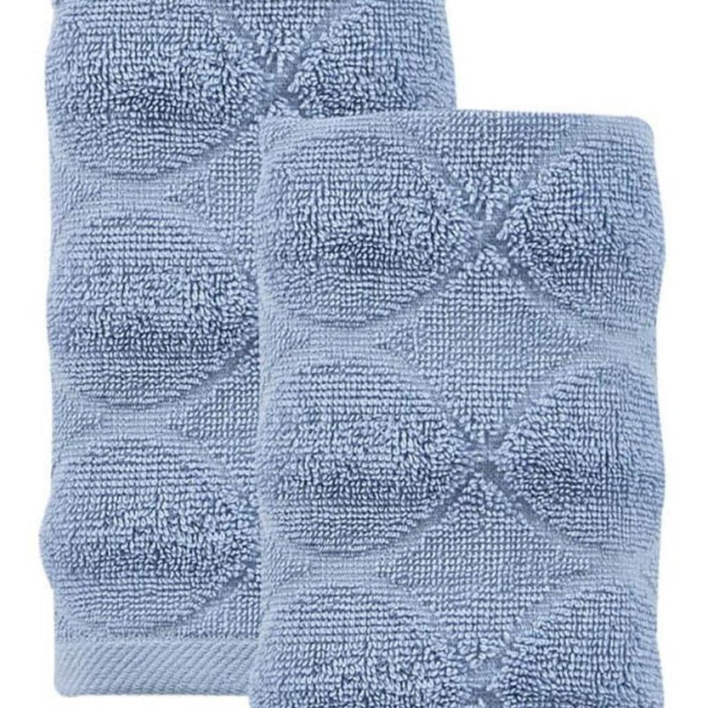 Set of Two White Geometric Turkish Cotton 16" X 30" Hand Towels
